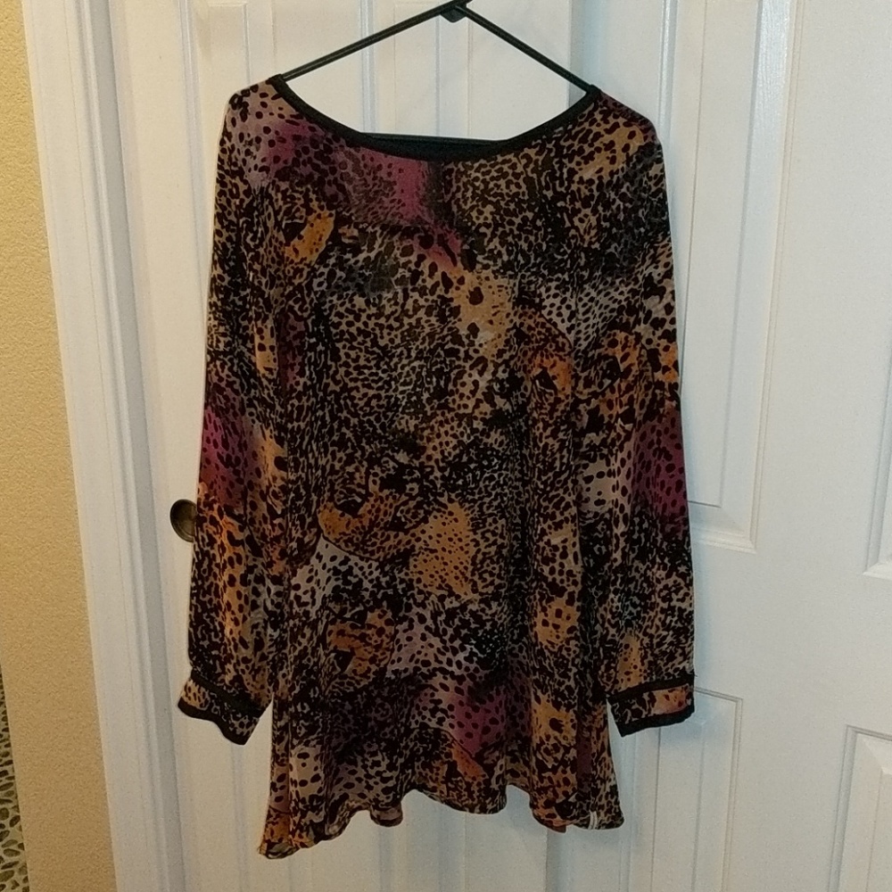 One Teaspoon Leopard Print Long Sleeve Mini Dress